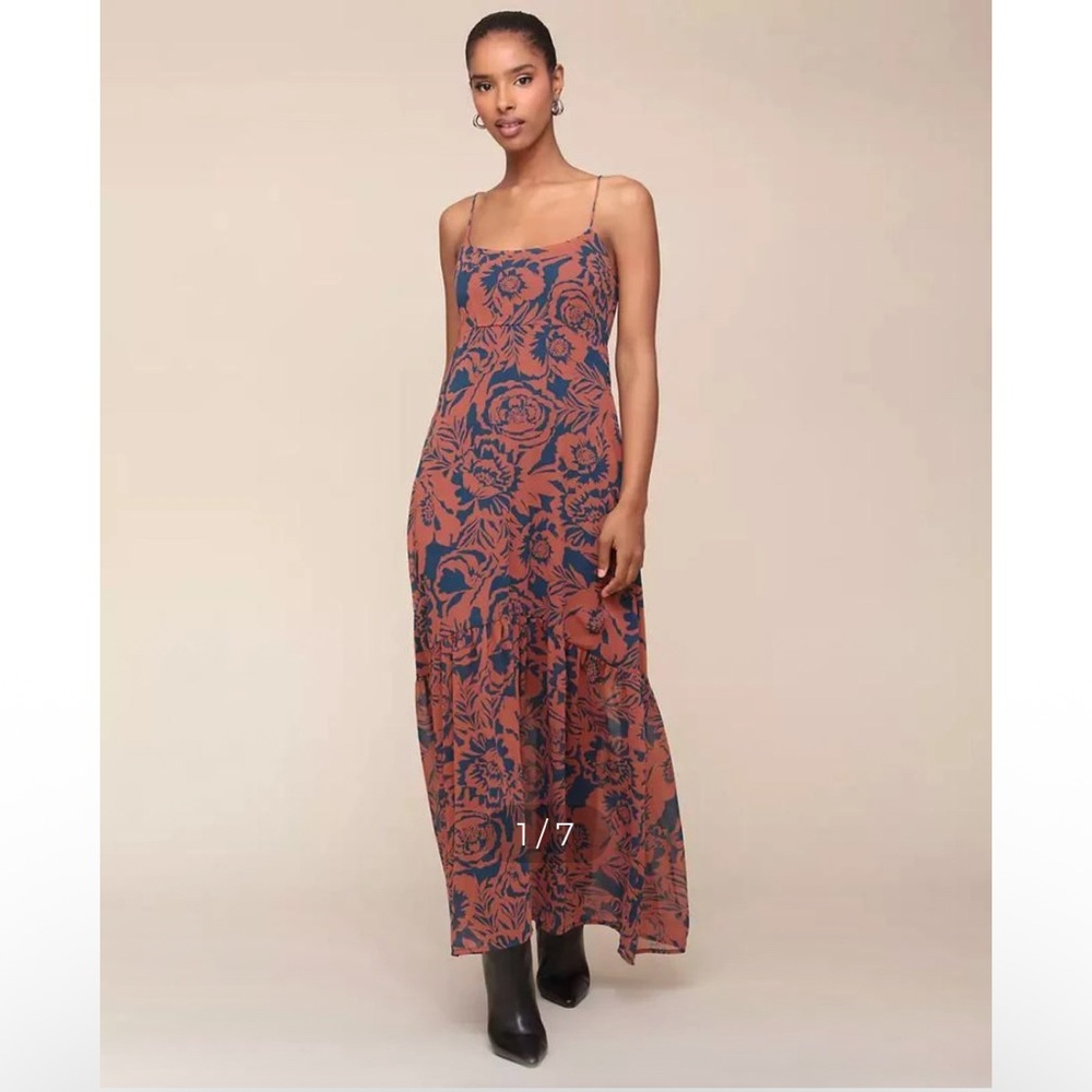 Avec Les Filles Flower Spaghetti Strap Dress Maxi